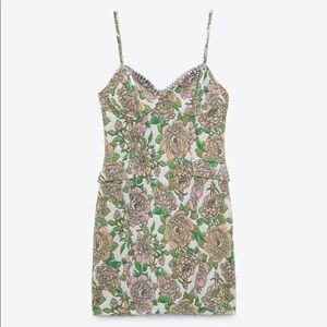 NWT Zara Jewel Jacquard Floral Mini Dress Size S